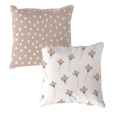 Coussin Pissenlits Blanc Pois Irréguliers Beige