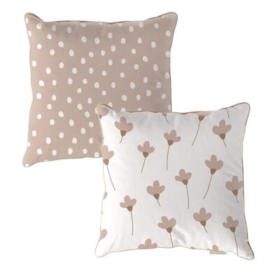 Dandelions White Irregular Dots Beige Cushion
