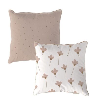 Dandelions White Minimini Dots Pink Cushion