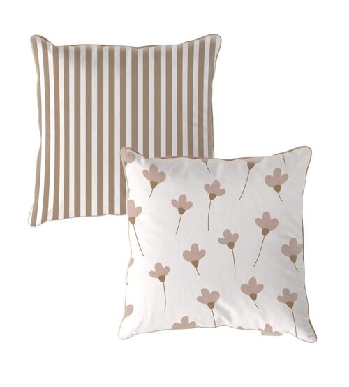 Dandelions White Stripes Brown Cushion