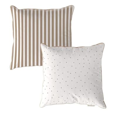 Dots Blue Stripes Brown Cushion