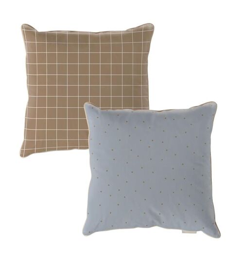 Dots Minimini Blue Check Brown Cushion