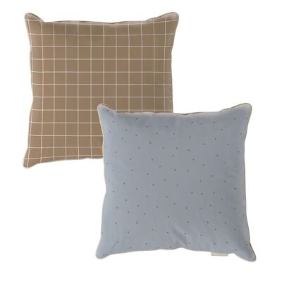 Dots Minimini Blue Check Brown Cushion