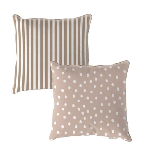 Irregular Dots Beige Stripes Brown Cushion