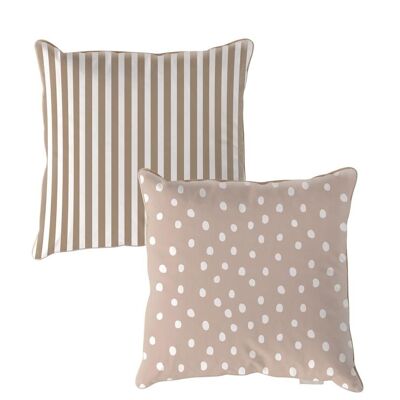 Irregular Dots Beige Stripes Brown Cushion