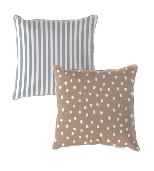 Irregular Dots Brown Stripes Blue Cushion