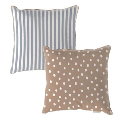 Irregular Dots Brown Stripes Blue Cushion