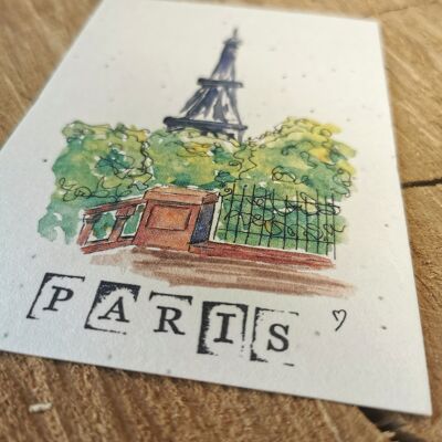 Illustrazione a rifiuti zero con coordinate GPS - Torre Eiffel - Parigi