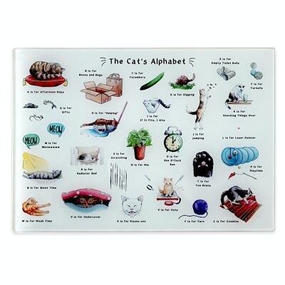 The Cat's Alphabet Glass Cutting Board