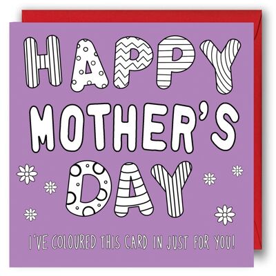 Tarjeta para colorear 'Feliz Día de la Madre'