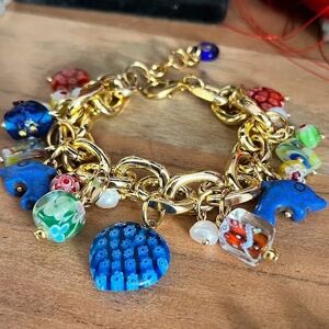 Bracelet charms en verre de Murano - Blue Lagoon