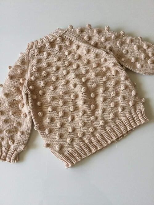 Organic Hand Knitted Sporty Popcorn Sweater, Super Soft, Multi Colours