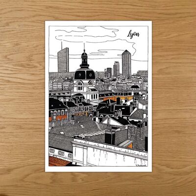 5x Dächer von Lyon Postkarten