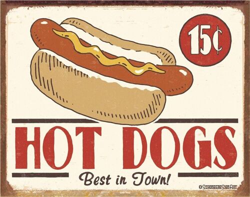 Plaque metal HOT DOGS