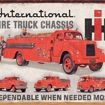 Targa metallica del camion dei pompieri internazionale
