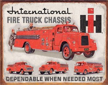 Plaque metal International Fire truck
