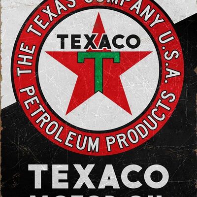 Plaque metal Motor oil TEXACO blanche et noire