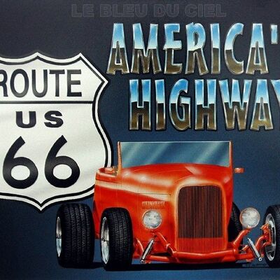 Placa de metal de la autopista de América