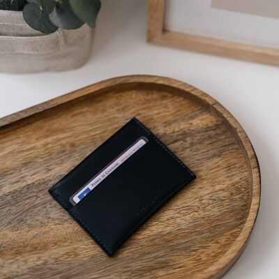 Portacarte sottile in pelle - nero