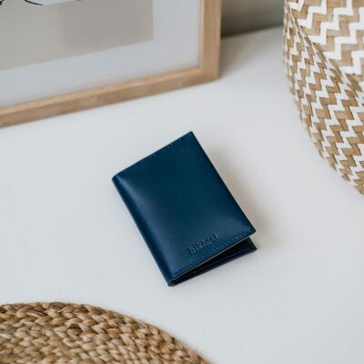 Foldable Leather Card Holder - Blue