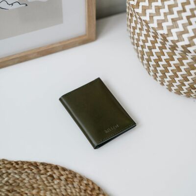 Foldable Leather Card Holder - Green