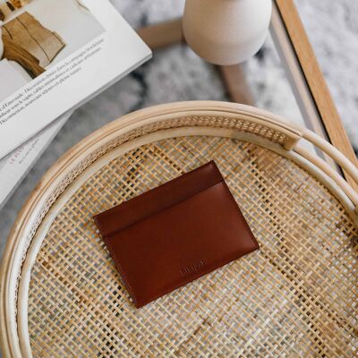 Porte-cartes ID en cuir - Cognac