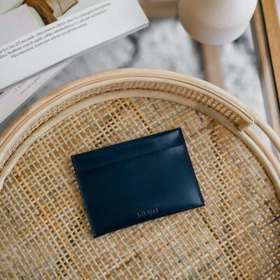 Leather ID Card Holder - Blue