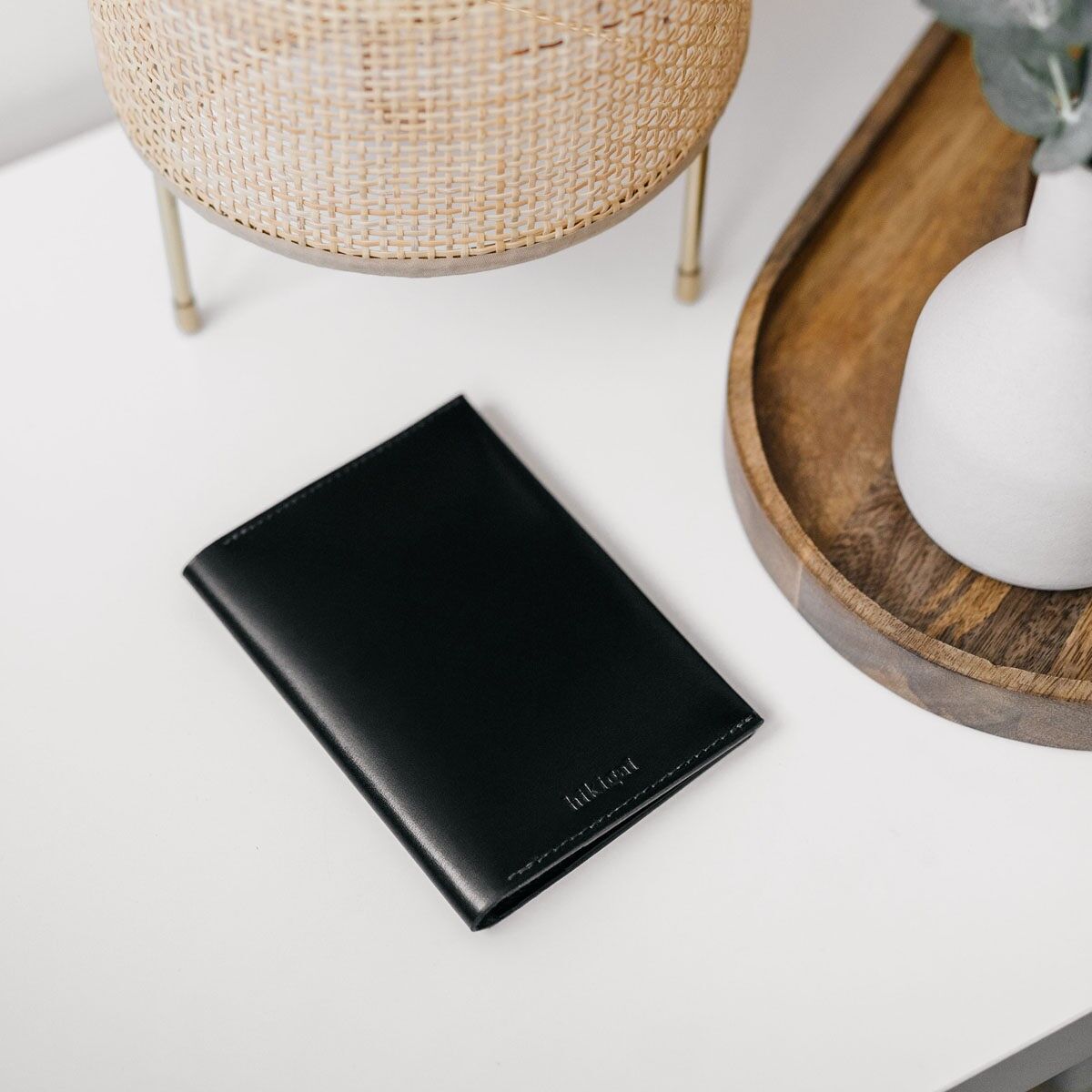 Cartera vertical de piel - Negro