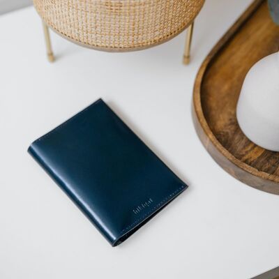 Vertical Leather Wallet - Blue