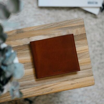 Horizontal Leather Wallet - Cognac