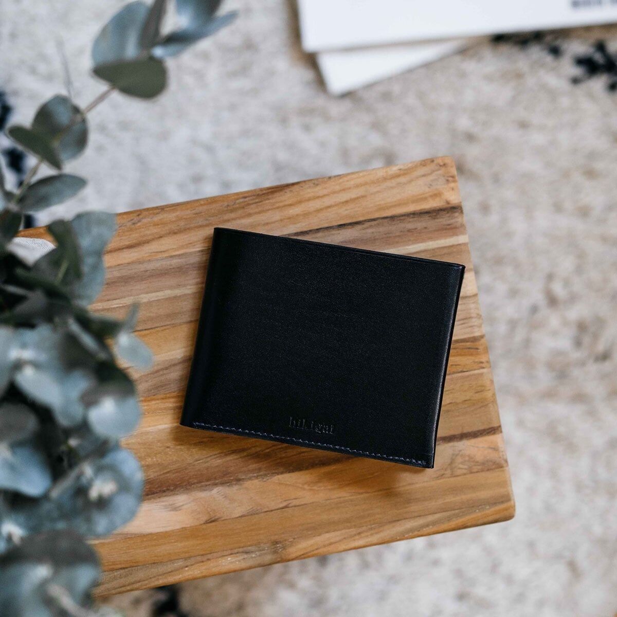 Cartera Horizontal de Piel - Negro