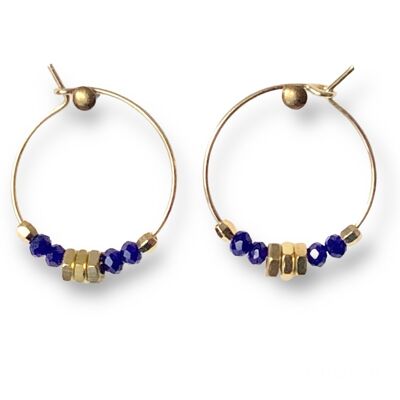 Hoop earrings with 4 blue pearls Oh la la!