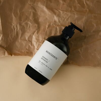 Geranium - Geranium / Body Shower Gel - Body wash, vegan, natural based, sustainable packaging, recyclable pet containers, made in Italy, not tested on animals