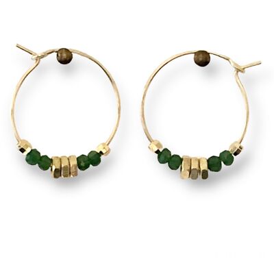 Hoop earrings with 4 green pearls Oh la la!