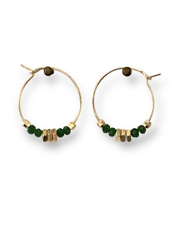 Boucles d'oreilles créoles écrous 4 perles vert Oh la la ! 2