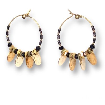 Bohemian hoop earrings black bolts Oh la la!