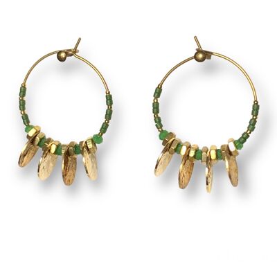 Bohemian hoop earrings green bolts Oh la la!