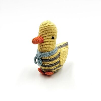 Baby-Spielzeug-Ente, gestreifte Rassel, gelb