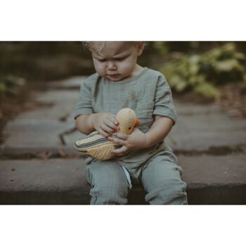 Jouet bébé Canard à rayures, hochet-jaune 3