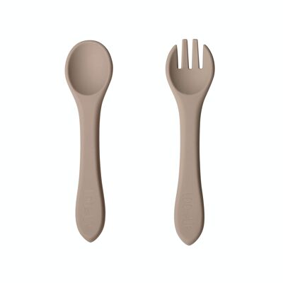 Beige full silicone cutlery for children