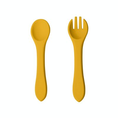 Mustard full silicone children's cutlery