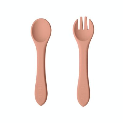 Peach full silicone children's cutlery