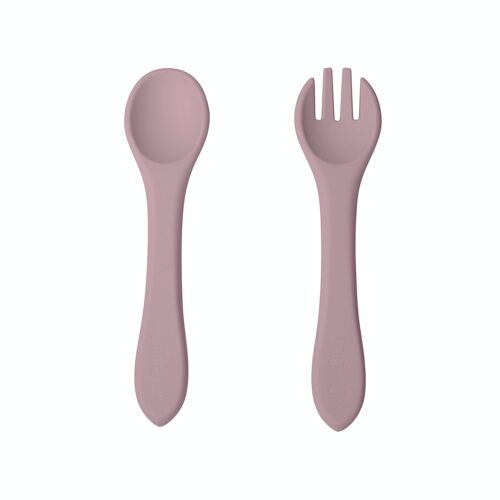 Couverts enfant full silicone rose