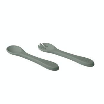 Couverts enfant full silicone Sauge 3