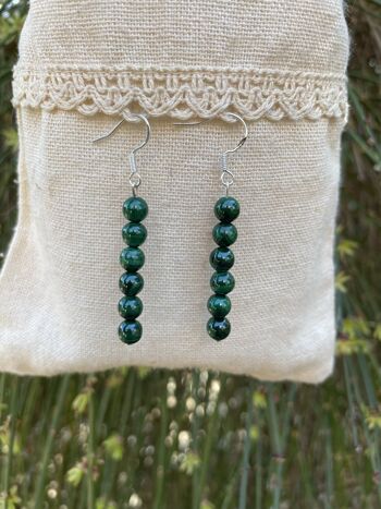 Boucles d'oreilles pendantes en Malachite 1