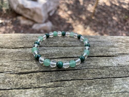 Bracelet spécial Acné et problème de peau en Malachite, Cristal et Aventurine verte, Made in France