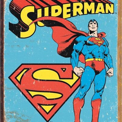 Targa in metallo retrò Superman con logo