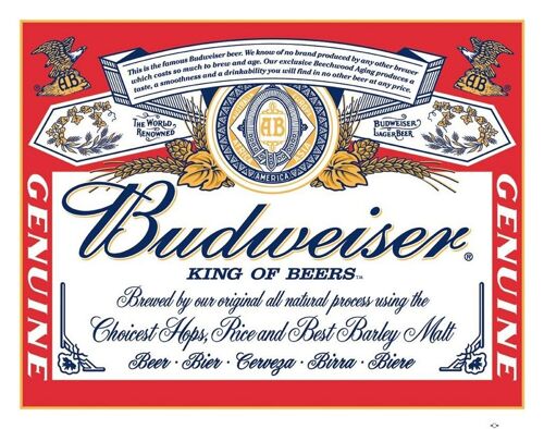 Plaque metal Budweiser Label