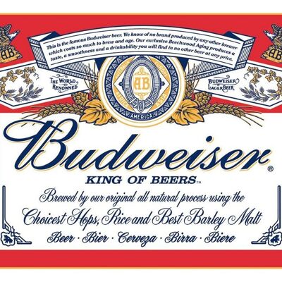 Plaque metal Budweiser Label