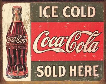 Plaque metal Coca-Cola - Ice Cold Coke Bottle